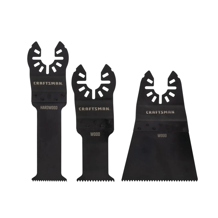 Photo of Craftsman oscillating tool blades set, SKU CMAO202, for wood and hardwood, front angle on white background.