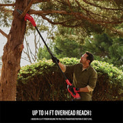 Photo of CRAFTSMAN CMCCSP20M1 pole saw used outdoors to trim tree branches, product shown in use.