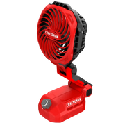 Photo of Craftsman portable fan CMCE010B, red and black, angled on white background.