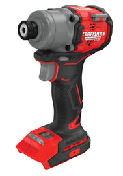 Craftsman CMCF830B cordless impact driver, red and black, angled view on white background.