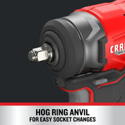 Craftsman red impact wrench with hog ring anvil, close-up side view, SKU CMCF911B.