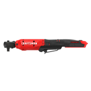 A cordless ratchet wrench tool with a red and black design, labeled with the brand 'Craftsman' and 'V20' on the handle.