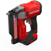 Photo of Craftsman cordless nailer CMCN623B, red and black, angled view on white background.
