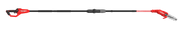 CRAFTSMAN CMCPS630B cordless red and black pole saw, side view on white background, with extended telescopic handle.