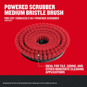 Craftsman powered scrubber medium bristle brush, SKU CMCPSMB, shown from above with red bristles, for moderate cleaning.