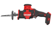 Photo of Craftsman brushless reciprocating saw CMCS340B, red and black, side angle, power tool category.