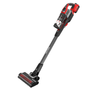 Craftsman cordless stick vacuum, red and black, side angle, model CMCVS501M1.