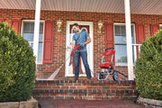 Photo of Craftsman CMEPW2400 pressure washer cleaning brick steps on a residential porch.