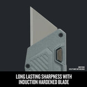 Photo of Craftsman utility knife blade, SKU CMHT11921A, close-up showing silver, induction hardened blade for sharpness.