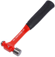 Photo of CRAFTSMAN ball peen hammer with black grip, red handle, SKU CMHT54177, studio angle.