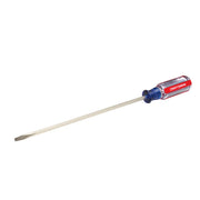 Photo of Craftsman CMHT65019 slotted screwdriver with clear red and blue handle, side angle on white background.