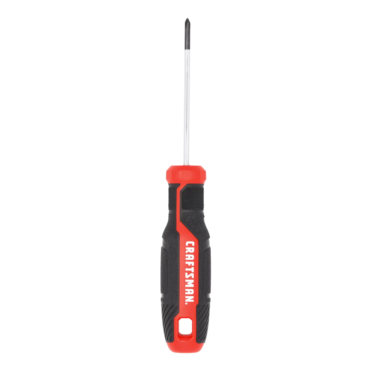 Front view photo of Craftsman CMHT65147 black and red Phillips screwdriver with ergonomic handle.