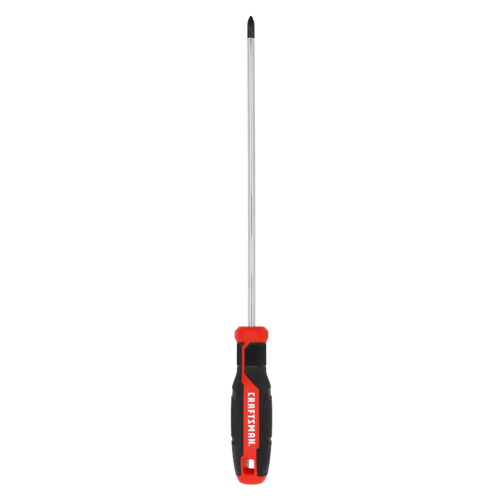 Craftsman CMHT65153 Phillips screwdriver, red and black handle, front angle on white background.