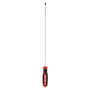 Photo of Craftsman long black and red Phillips screwdriver CMHT65155, straight-on angle, white background.