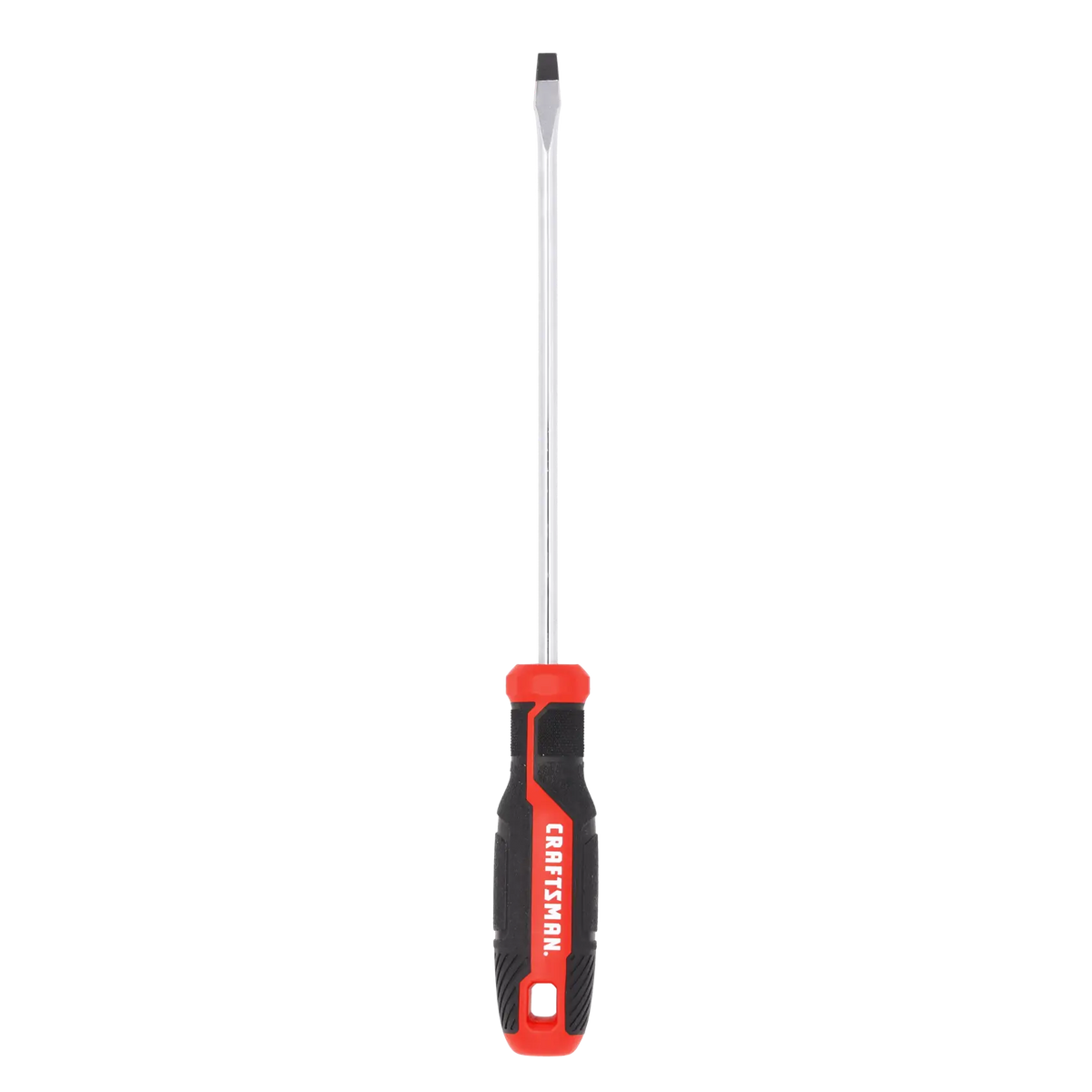 Photo of Craftsman flathead screwdriver CMHT65161, black and red handle, front angle on white background.