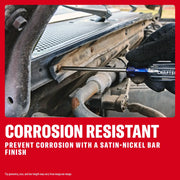 Gloved hand uses a CRAFTSMAN screwdriver on a car part, highlighting its corrosion-resistant satin-nickel finish.