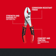 Front view photo of Craftsman pliers CMHT81712 with red and black bi-material grips, drop forged steel.