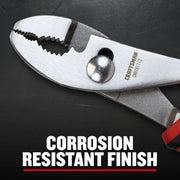 Photo of Craftsman slip joint pliers with SKU CMHT81712, close-up showing corrosion resistant finish.