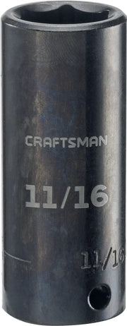 Craftsman 11/16 inch deep socket, black finish, front angle, CMMT15897.