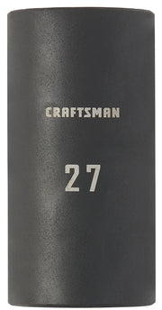 Front angle photo of Craftsman deep impact socket 27mm CMMT17901 in matte black finish.