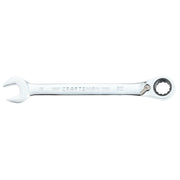 Photo of Craftsman 15mm ratcheting combination wrench, silver finish, SKU CMMT42426, top view, hand tool.