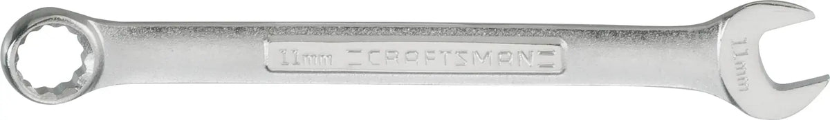 Photo of Craftsman 11mm combination wrench CMMT42915, silver finish, front angle on white background.