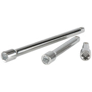 CRAFTSMAN CMMT43283 chrome extension bar set, three pieces, for socket wrenches, view on white background.