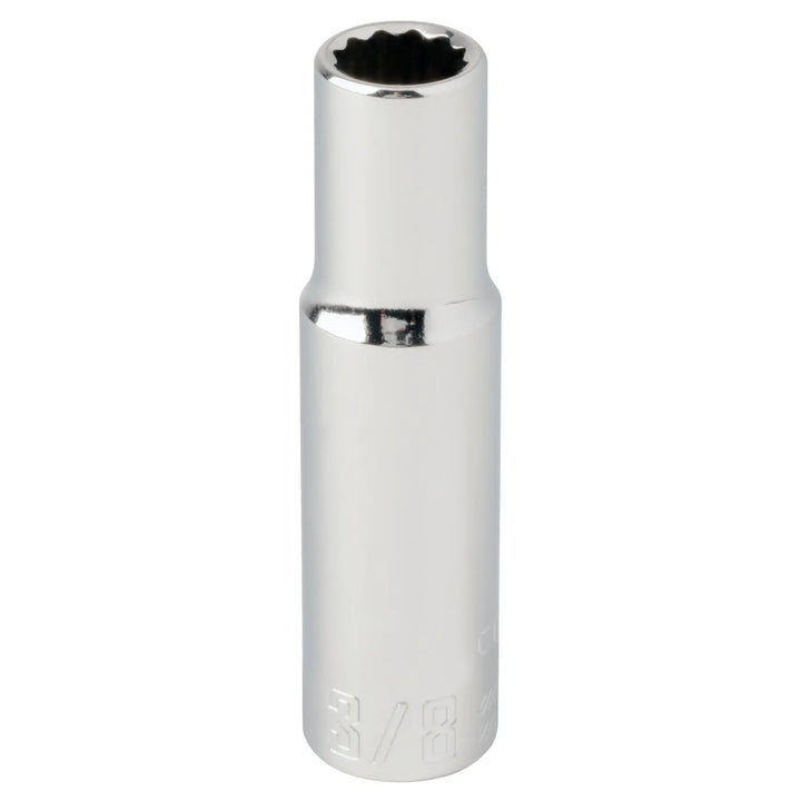 Craftsman chrome deep socket, 3/8 inch, vertical angle, CMMT43301, tool accessory photography.