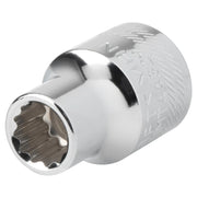 Photo of Craftsman chrome twelve-point socket CMMT44329, shown at angle on white background.