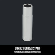 Craftsman chrome socket, corrosion resistant, silver finish, upright view, SKU CMMT45932, tool accessory.