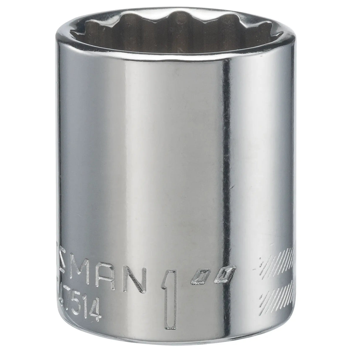 Photo of Craftsman socket, chrome finish, SKU CMMT47514, tool category, front angle on white background.