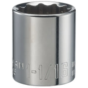 Photo of CRAFTSMAN socket, polished chrome finish, size 1-1/16 inch, SKU CMMT47515, front view.