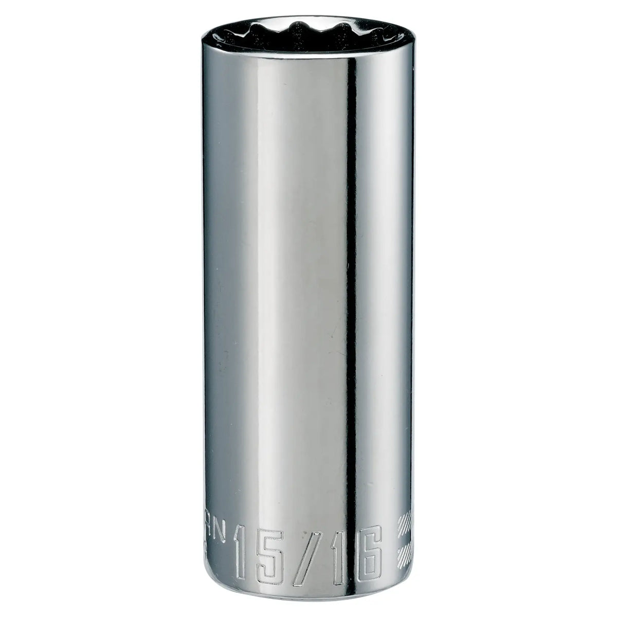 Photo of Craftsman chrome deep socket, size 15/16 inch, SKU CMMT47529, shown from front on white background.