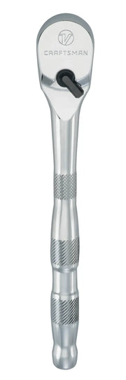 Photo of CRAFTSMAN ratchet wrench model CMMT86503V, silver finish, straight view on white background, knurled handle.