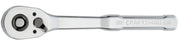 Photo of Craftsman chrome ratchet wrench, model CMMT86723, flat lay on white background.