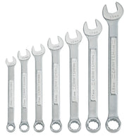 CRAFTSMAN CMMT87015 set of seven combination wrenches, silver finish, sizes 10mm to 19mm, front angle, white background.