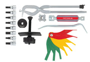 Craftsman CMMT98283 automotive tool set, assorted tools and adapters, top-angle on white background.