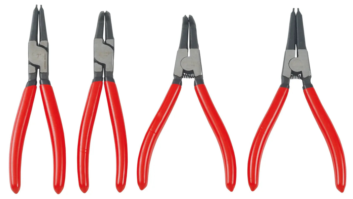 Photo of four CRAFTSMAN pliers with red handles, model CMMT98339, front angle on white background.