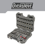 Photo of Craftsman bit and socket set CMMT99099 in a gray plastic case, open to show organized tools, angled view.