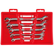 Photo of Craftsman wrench set CMMT99333 with six chrome wrenches in a red plastic tray, top-down angle.