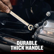 Photo of Craftsman wrench CMMT99333 used to tighten bolt on engine, thick durable handle highlighted.