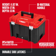 Craftsman black and red tool box with bi-material handle, side latches, SKU CMST17825, front angle view.