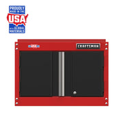 Front view photo of Craftsman red and black wall cabinet CMST21802RB with dual doors and lock on white background.
