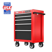 Craftsman red rolling tool chest with five drawers, SKU CMST98268RB, angled view on white background.