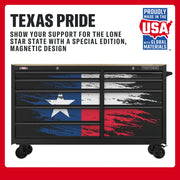 CRAFTSMAN tool chest with Texas flag design, special edition, made in USA with global materials.