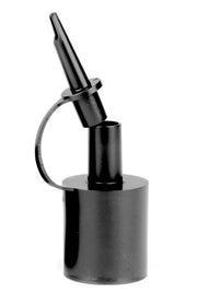 A black metal photography accessory, likely a flash sync adapter or connector, shown standing upright on a white background.