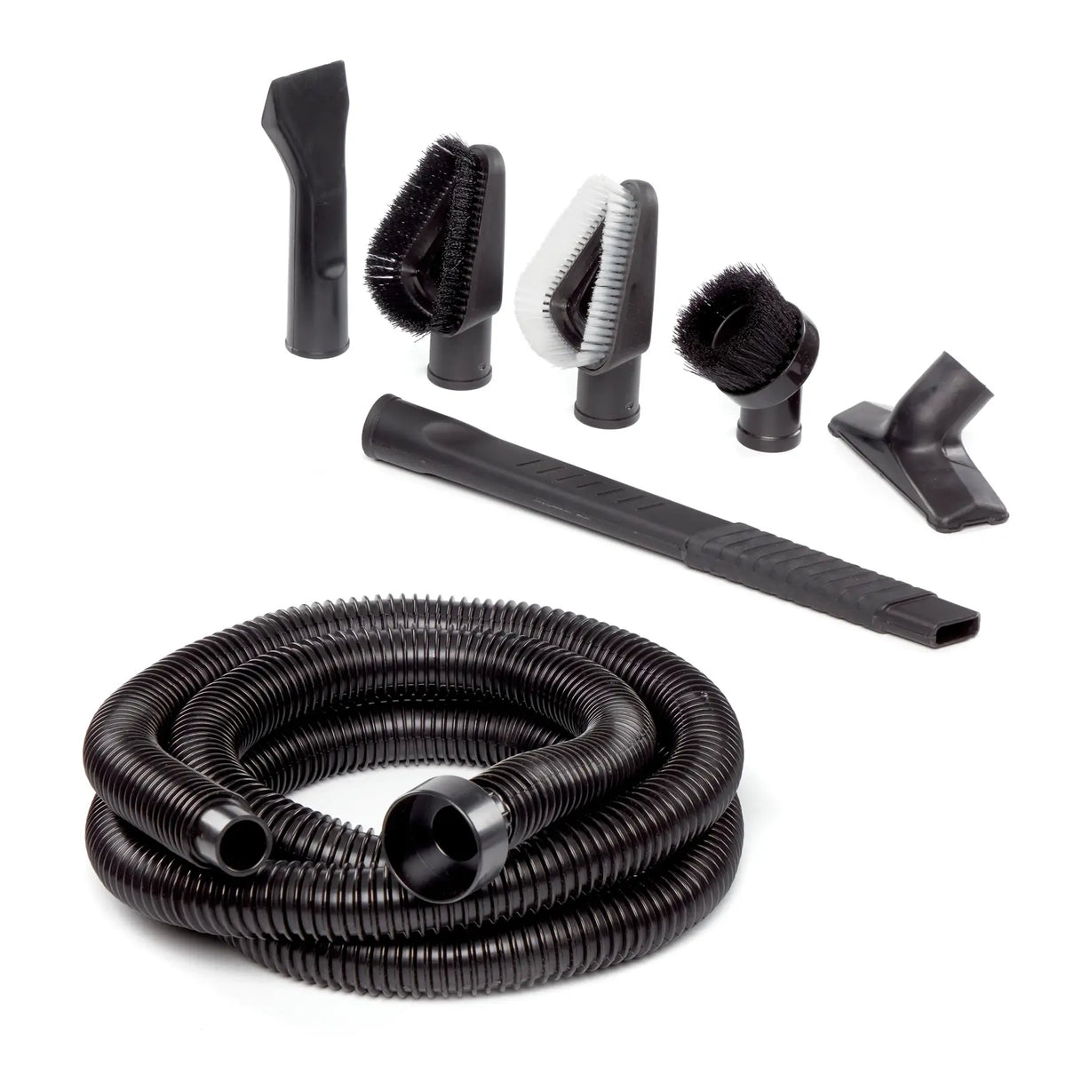 Top view of 7-piece CRAFTSMAN 1-1/4 inch car cleaning kit for use with CRAFTSMAN wet dry vacuums